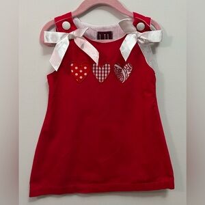 Lovely Red Heart Kids Dress with White Bows